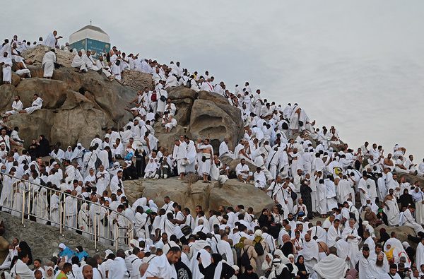 Muslim Pilgrims Pray on Mount Arafat in Hajj Peak